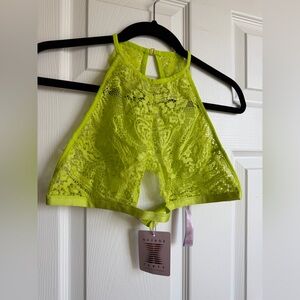 Savage X Fenty Neon Lime Lace Halter Bralette
